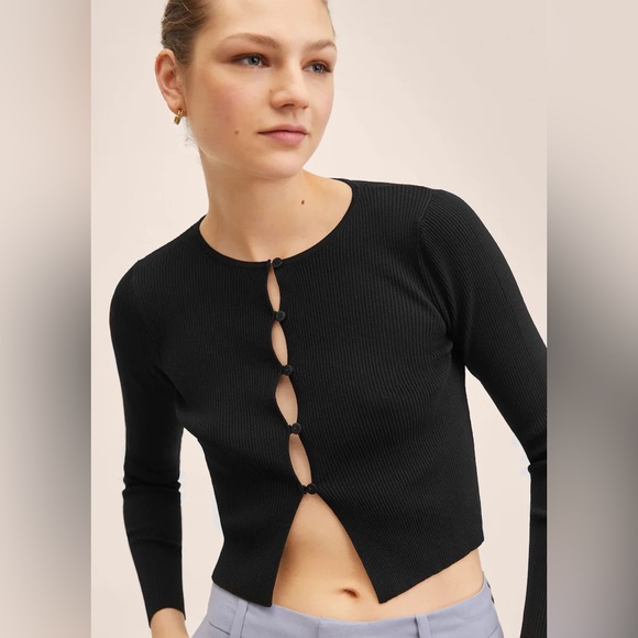 Cropped Rib Cardigan *NEW WITH TAGS* - Picture 1 of 9